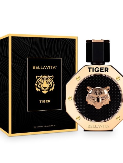 BELLAVITA TIGER | Long Lasting EDP 100ml Perfume for Man | with Bergamot, Pink Pepper, Patchouli, Lavender, Agarwood & Oud | Woody Premium Fragrance for Men