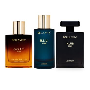 Bella Vita Luxury Best Of Men Perfumes Combo, Pack Of 3 Premium Long Lasting Edp Fragrance Scents – G.O.A.T, B.L.U, Klub, 100 Ml Each, Wood, Liquid
